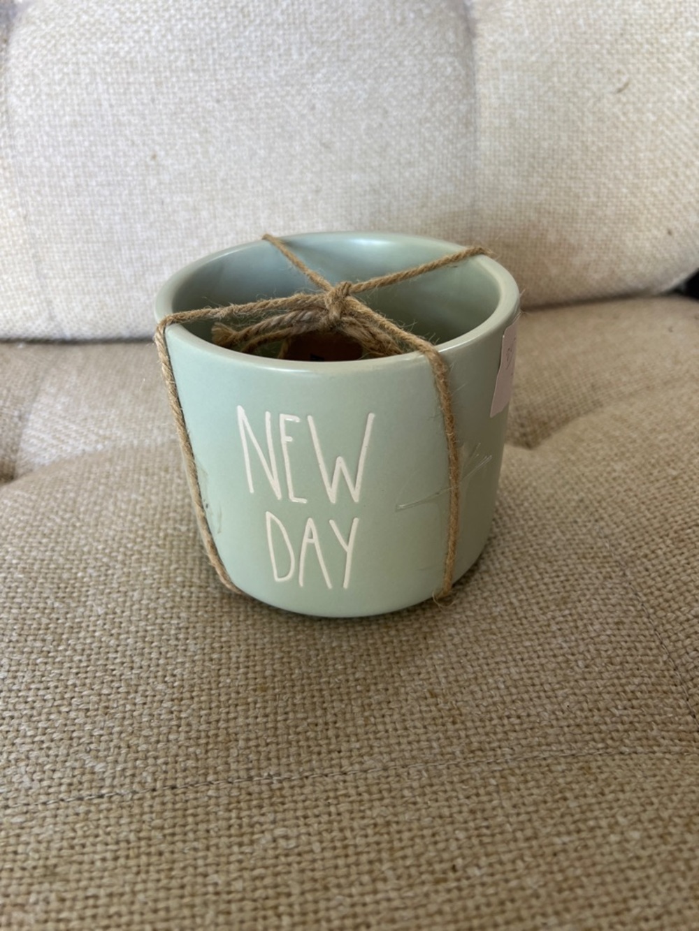 WEN Mint Green "New Day" Ceramic Planter